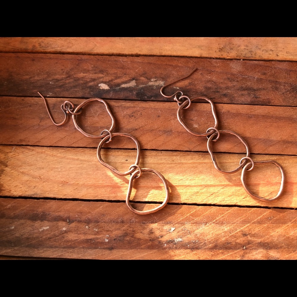 Copper link earrings